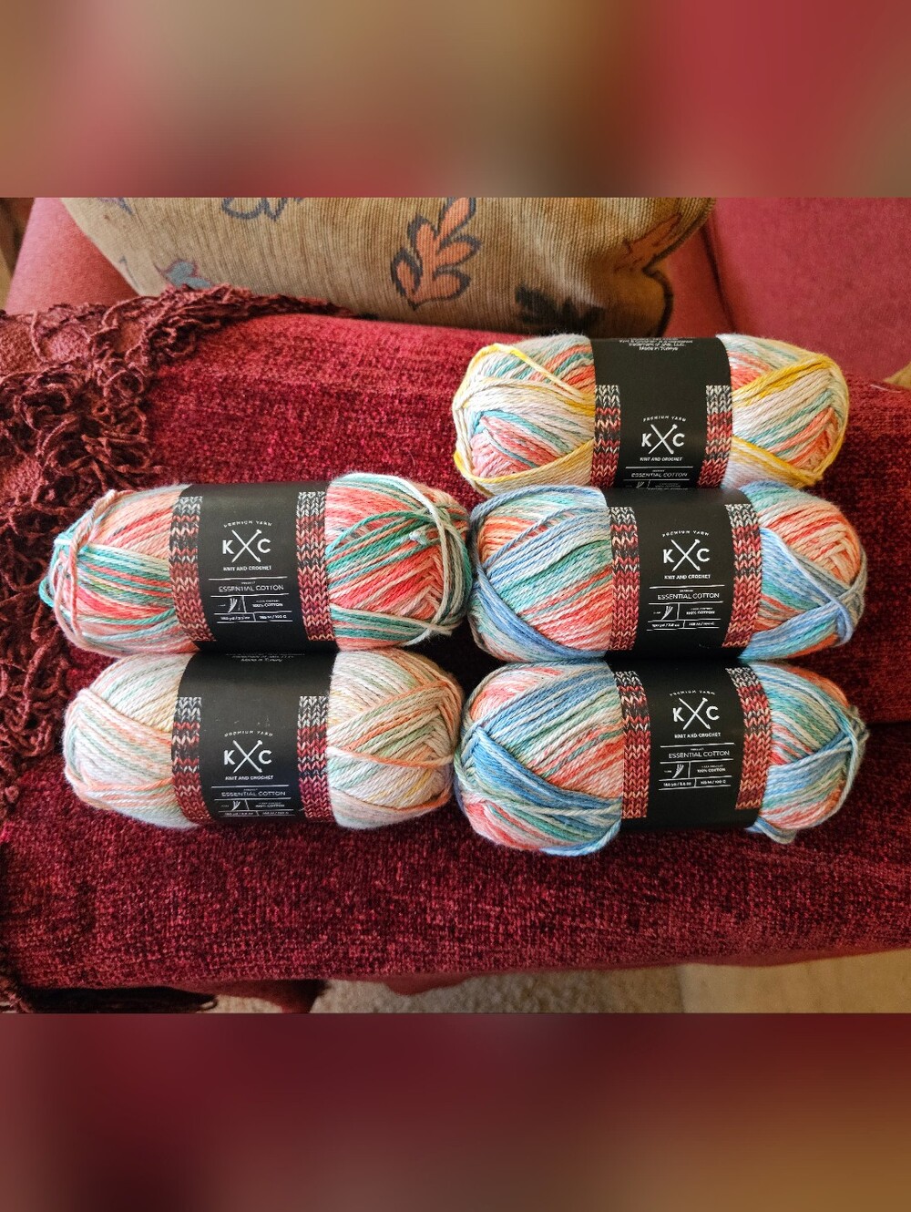 NWT 5 Skein Bundle K&C Essential Cotton Yarn - Joshua Tree